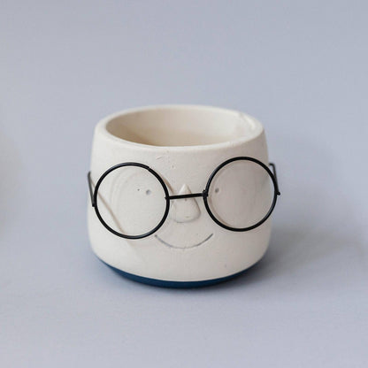 "Face With Glasses" Flower Pot