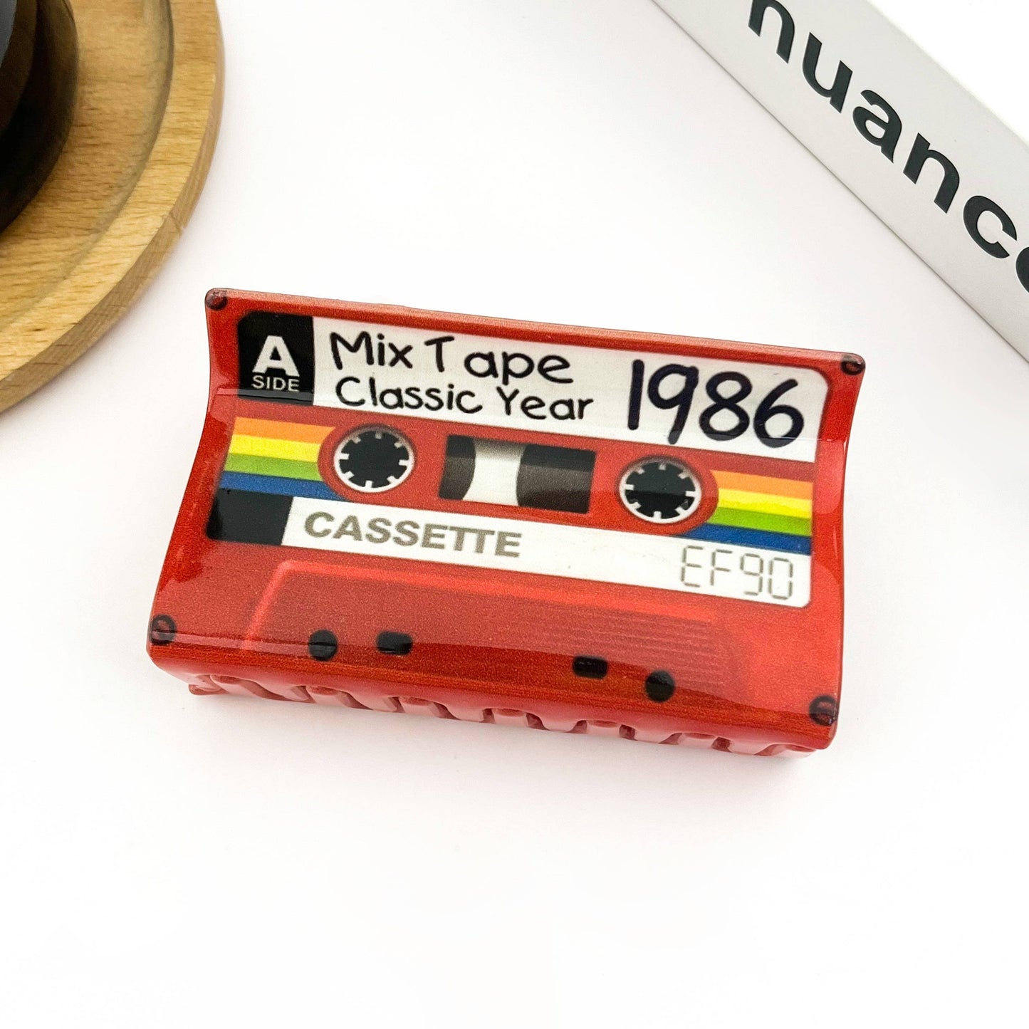 Red Cassette Tape Hair Claw Clip, Retro Hair Accessories
