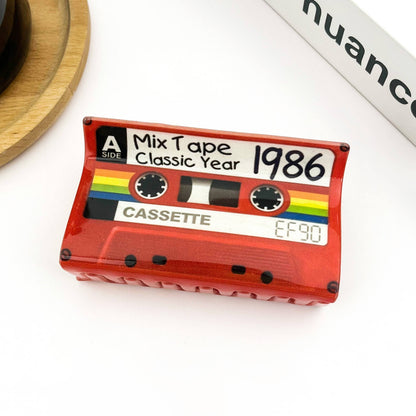 Red Cassette Tape Hair Claw Clip, Retro Hair Accessories