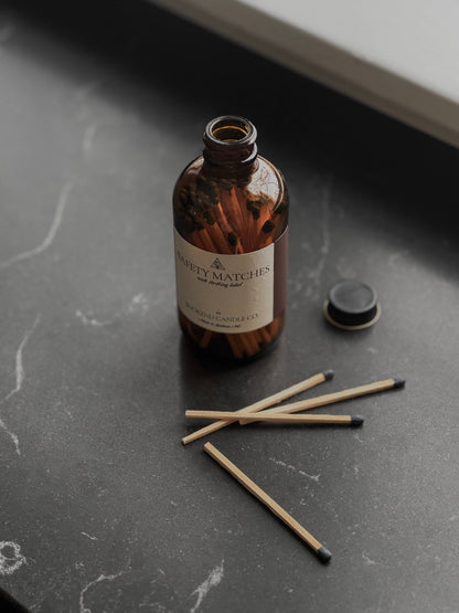 Safety Matches - Unlabeled - Amber Glass Jar with Striker