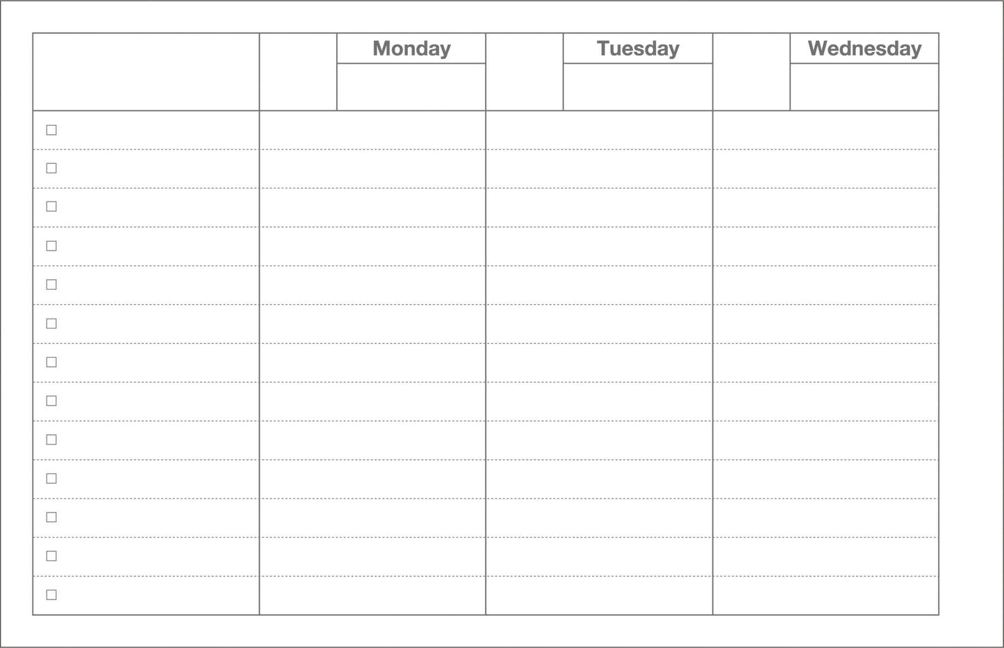 Dayfree Weekly Schedule