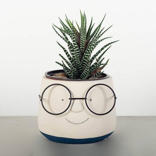 "Face With Glasses" Flower Pot