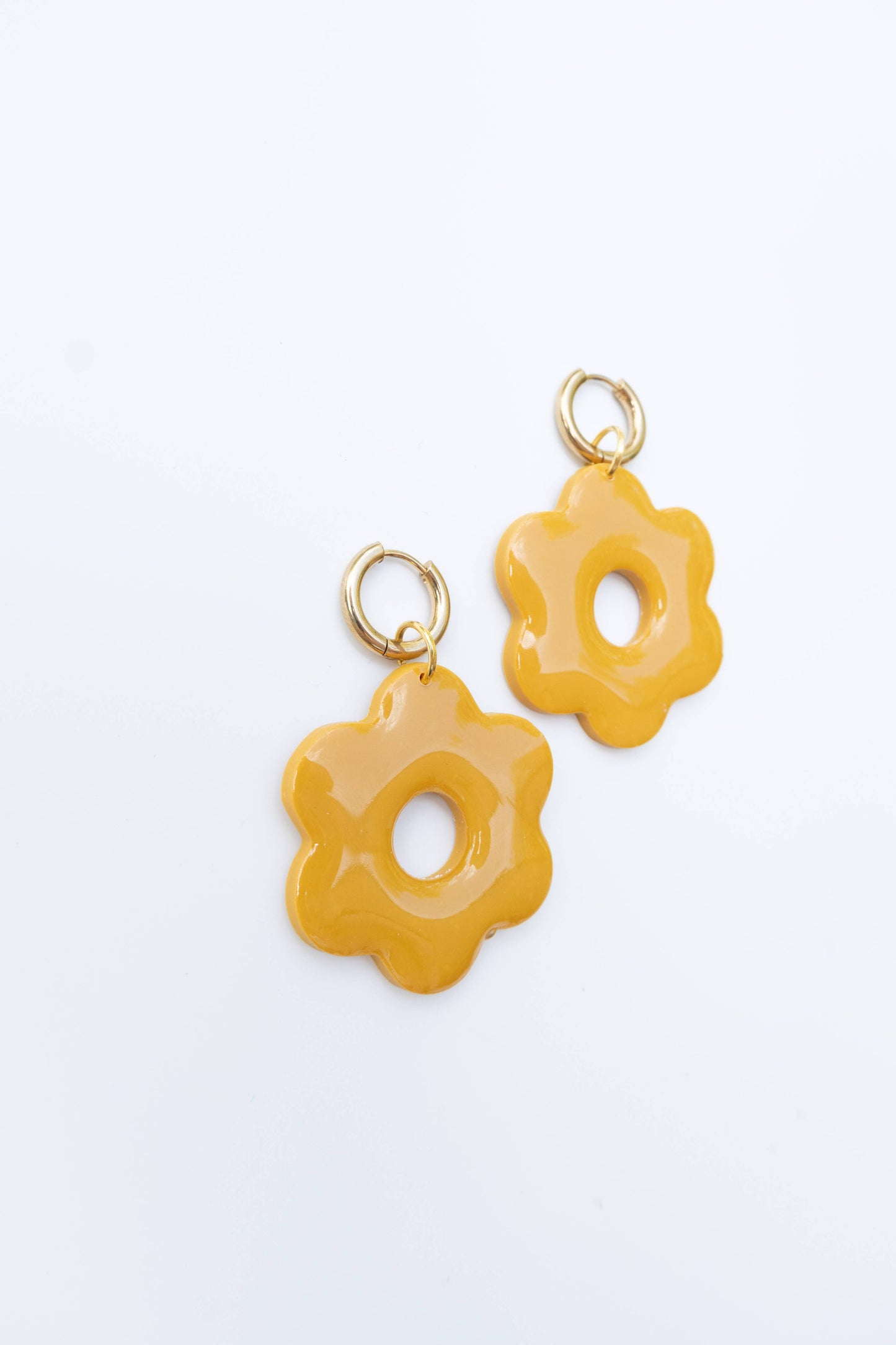 Bold Mustard Flower Earrings