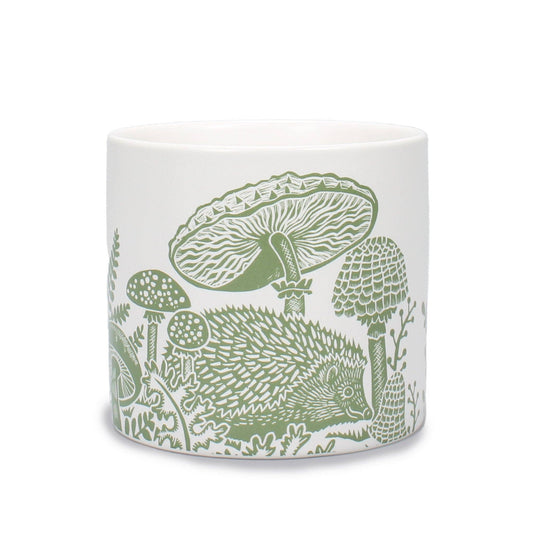Ceramic Plant Pot Woodland Mushrooms Hedgehog