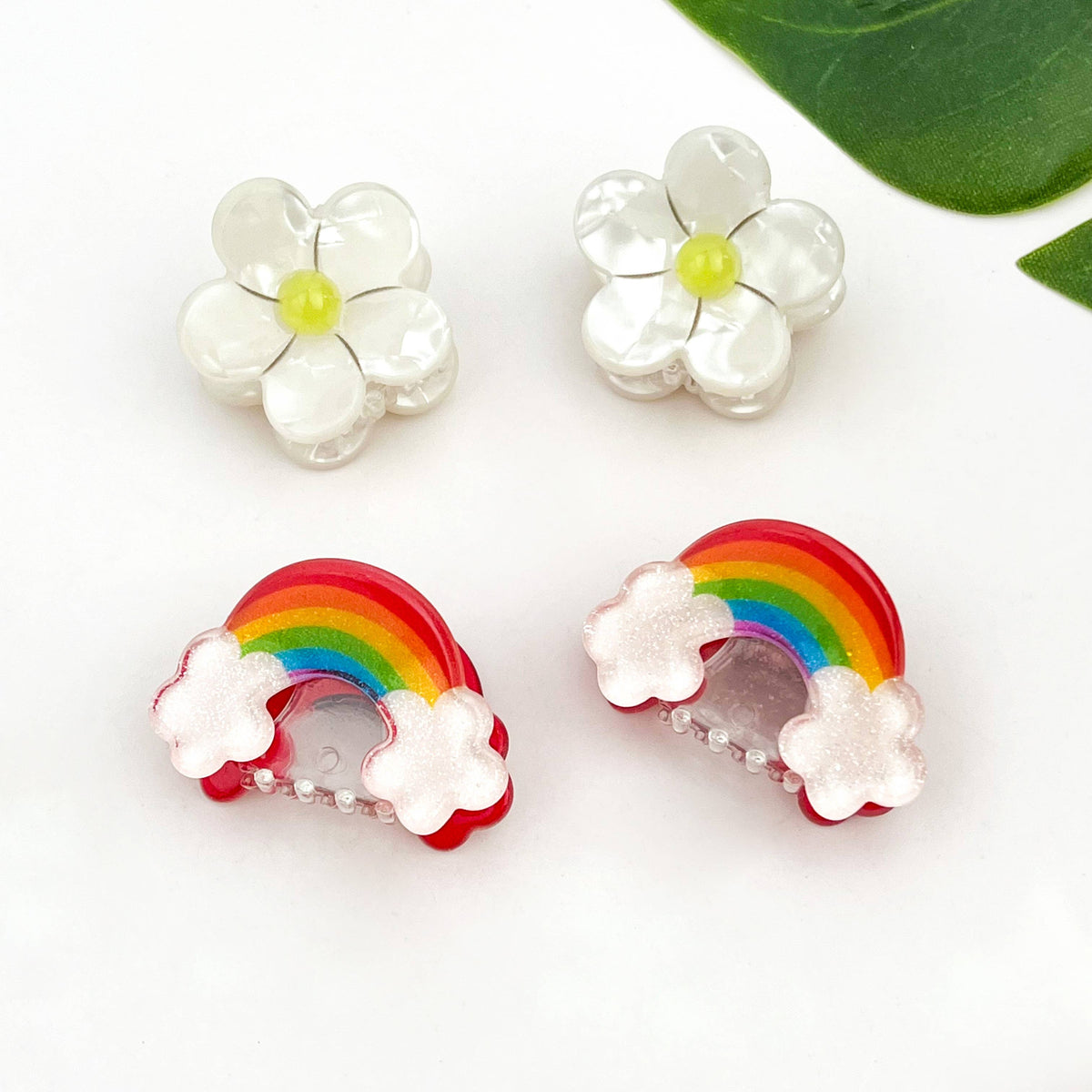 Mini Smiley Face Hair Claw Clip, Cute Floral Hair Clip