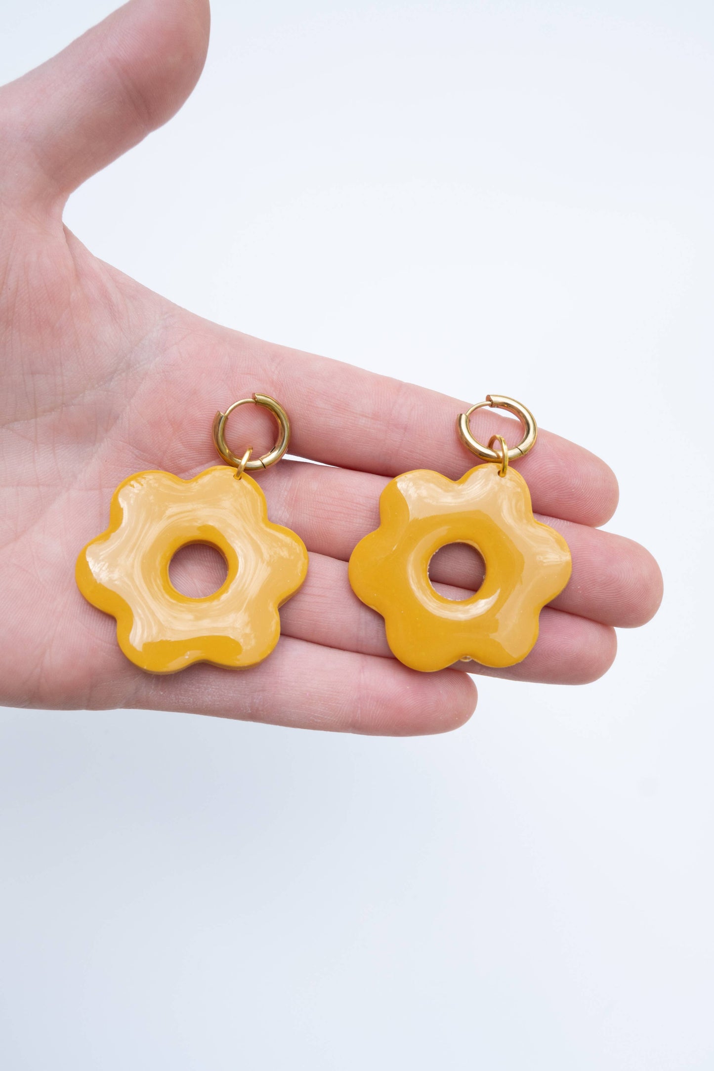 Bold Mustard Flower Earrings
