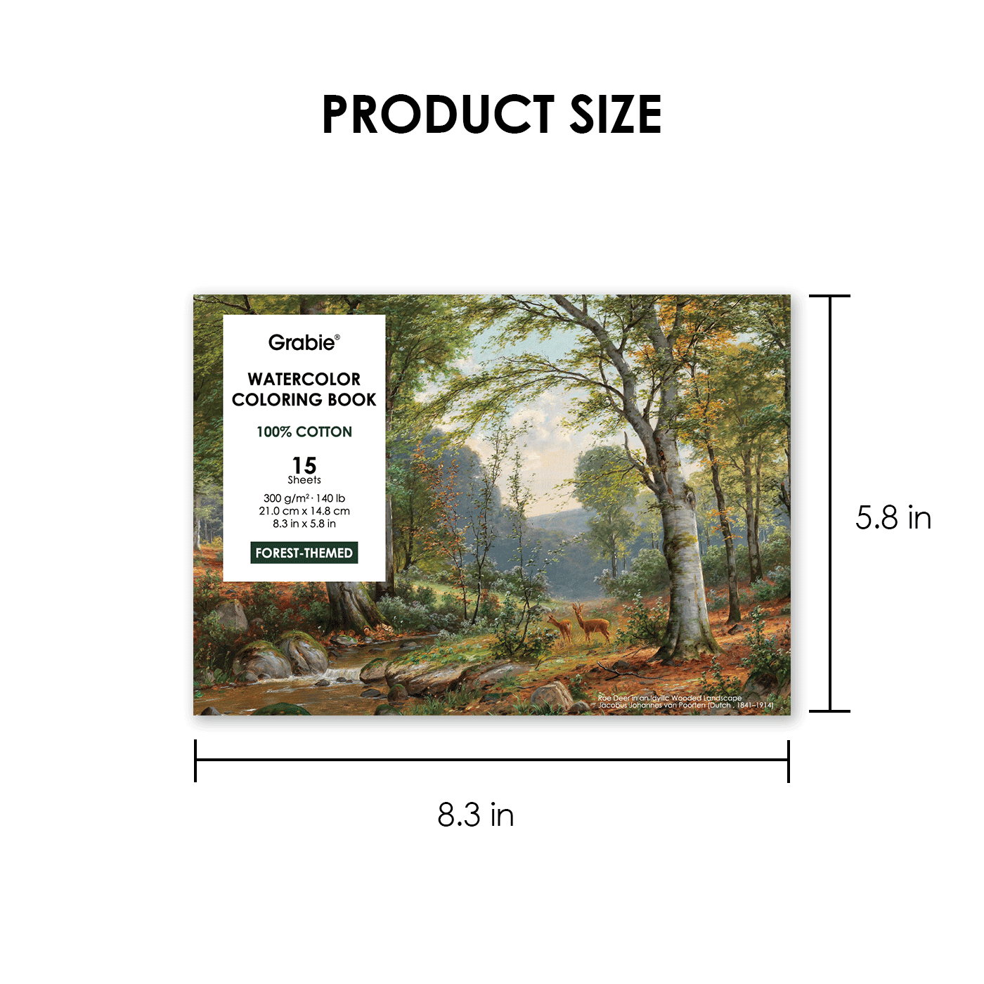15 Sheets 140LB Forest-Themed Watercolor Coloring Book