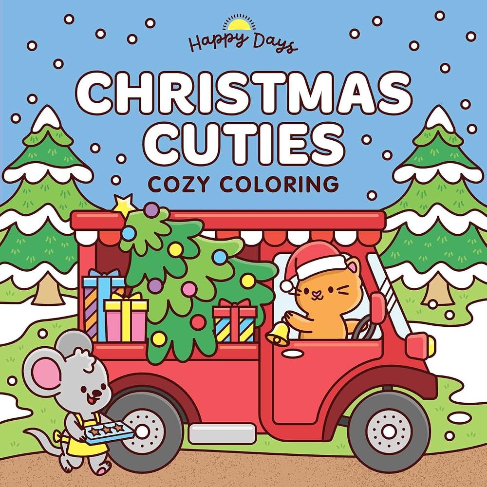 Christmas Cuties Cozy Coloring: Sweet and Simple Coloring for Adults and Kids (Happy Days Cozy Coloring) cover image