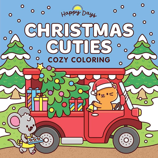 Christmas Cuties Cozy Coloring: Sweet and Simple Coloring for Adults and Kids (Happy Days Cozy Coloring) cover image