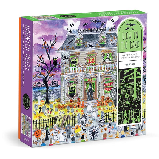 Michael Storrings Haunted House 500 Piece Glow in the Dark Puzzle cover image