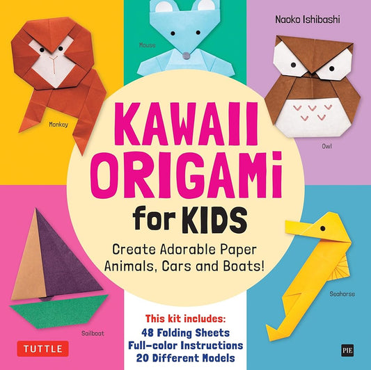 Kawaii Origami for Kids Kit: Create Adorable Paper Animals, Cars and Boats! (Includes 48 folding sheets and full-color instructions) cover image