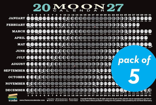 2027 Moon Calendar Card (5 pack): Lunar Phases, Eclipses, and More! cover image