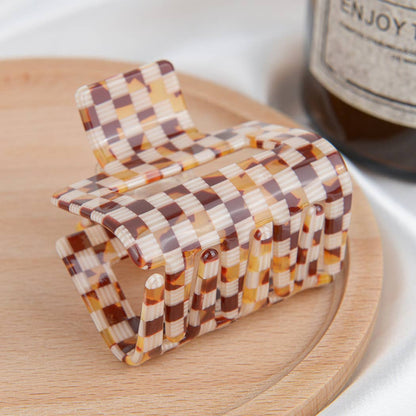 Acrylic Square Checkerboard Hair Claw Clip