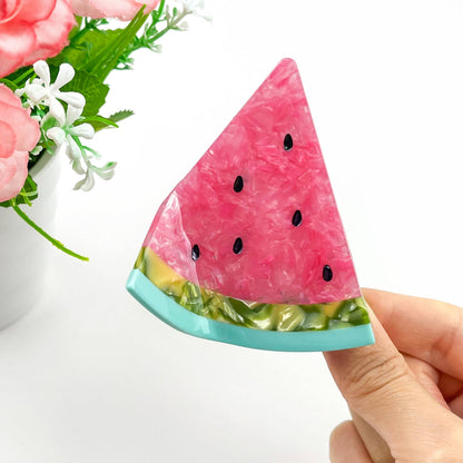 Triangular Watermelon Claw Clip, Acetate Fruit Hair Clip