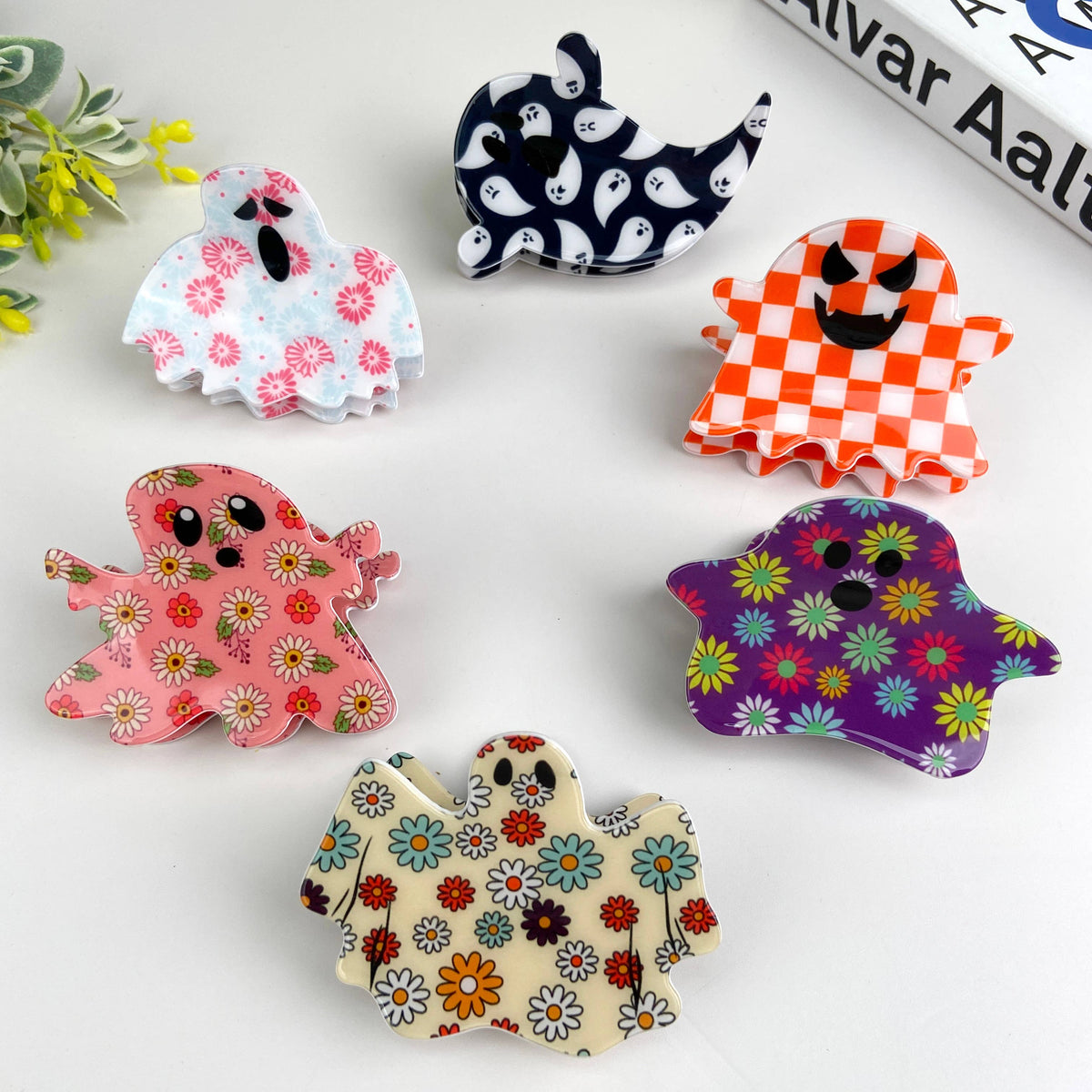 Halloween Cute flower ghost hair claw clip