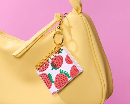Letterpress Teenybook Mini Notebook Bag Charm—Strawberry