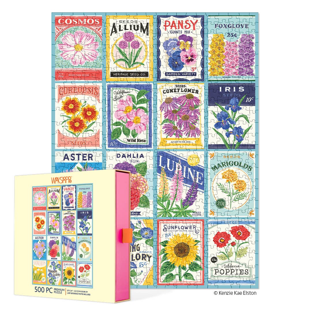 Seed Packets 500 Piece Puzzle, Spring Flower Garden Gift