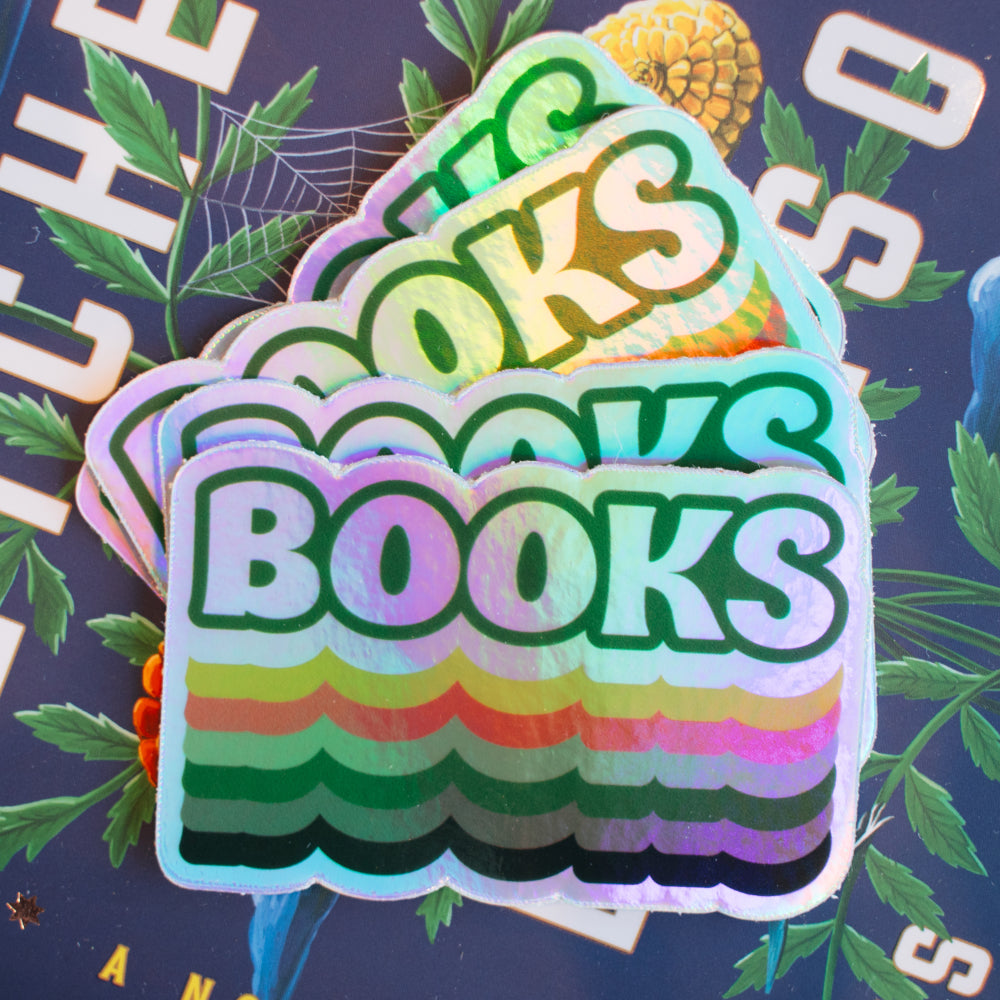 Retro Books Holographic Sticker