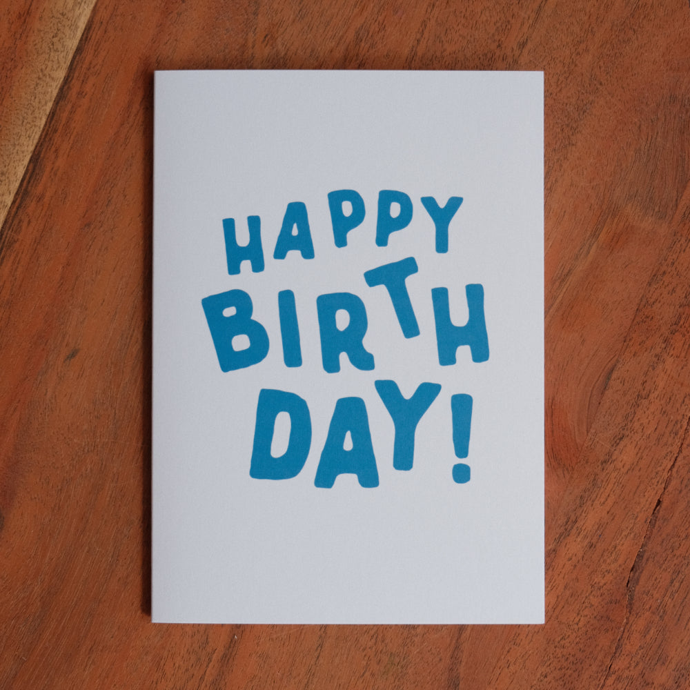 Happy Birthday Greeting Card - Blue