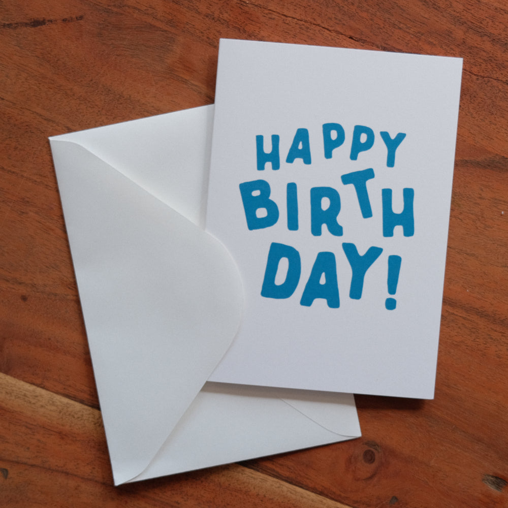 Happy Birthday Greeting Card - Blue