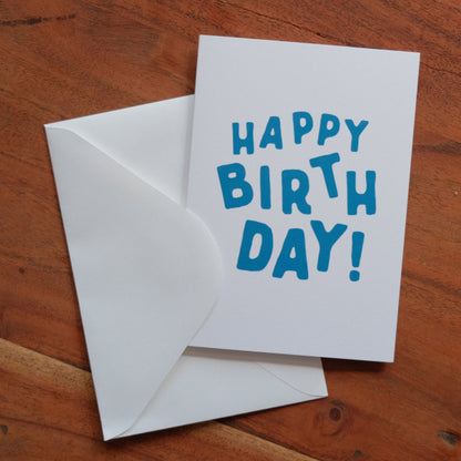 Happy Birthday Greeting Card - Blue