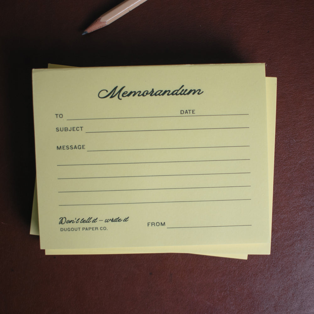 Memorandum Note Pad - Yellow