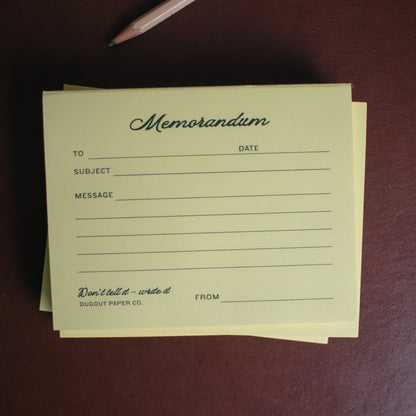 Memorandum Note Pad - Yellow