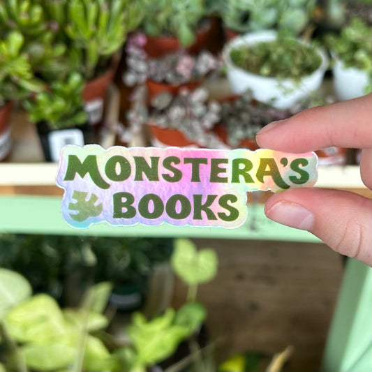 Monstera's Books Holographic Sticker