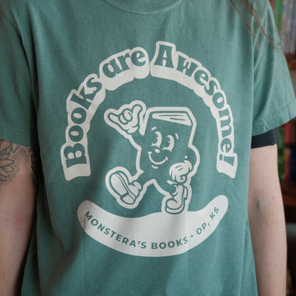 Books Are Awesome! Adult T-shirt (Green)