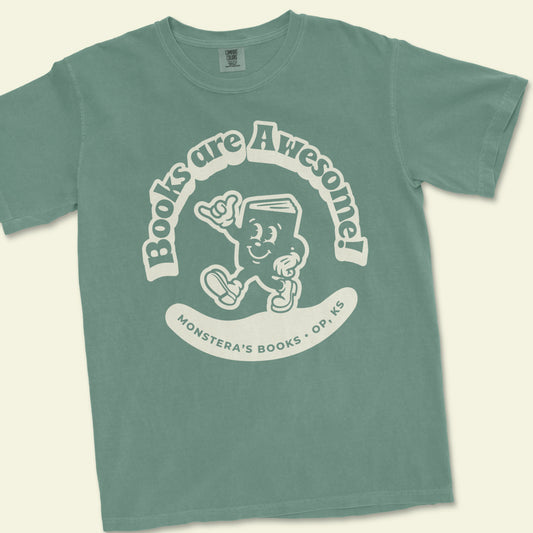 Books Are Awesome! Adult T-shirt (Green)