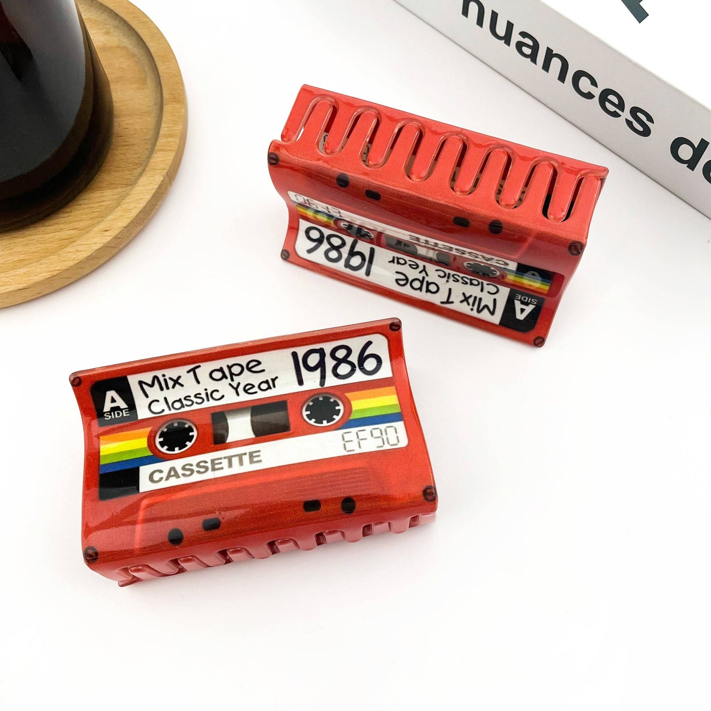 Red Cassette Tape Hair Claw Clip, Retro Hair Accessories