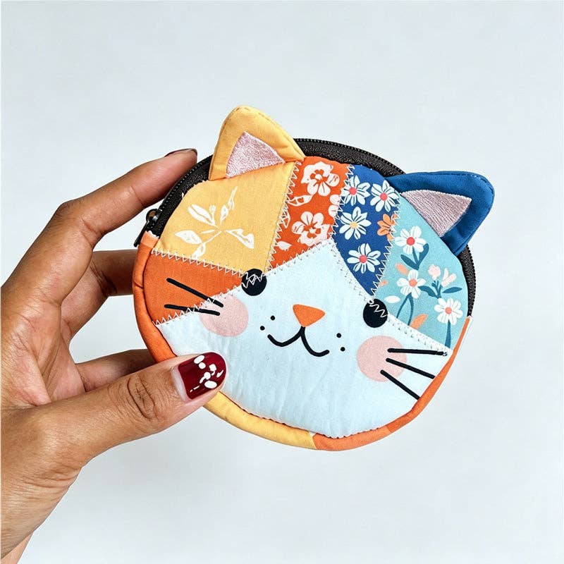 Patchwork Cat Fabric Storage Pouch