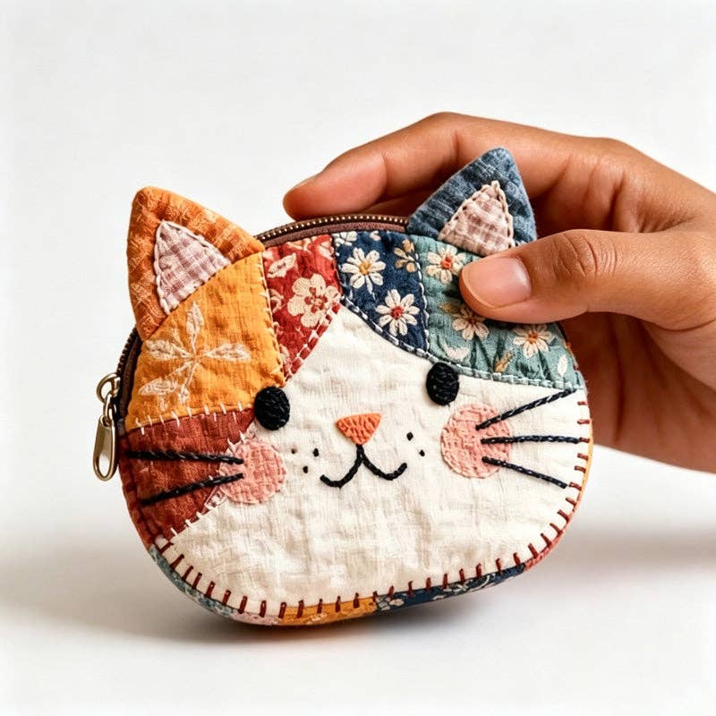 Patchwork Cat Fabric Storage Pouch