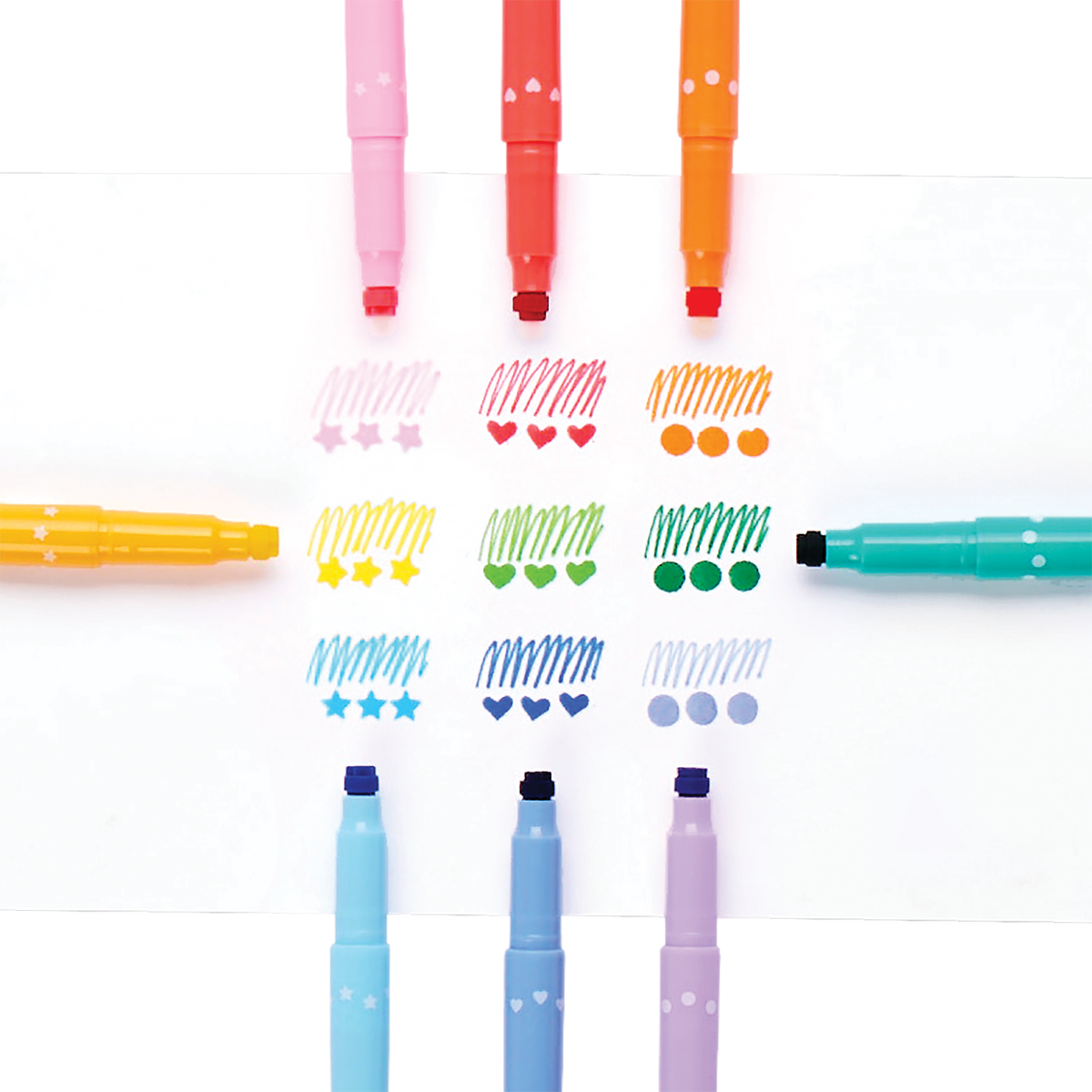 Confetti Stamp Double-Ended Markers - Set of 9