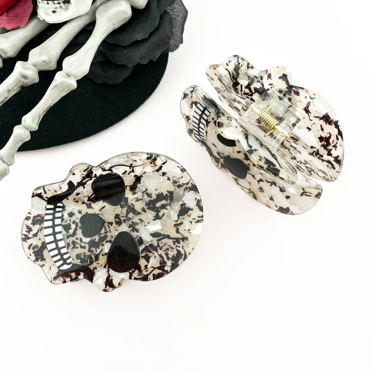 Black Skull Hair Claw Clip, Halloween Hair Clip