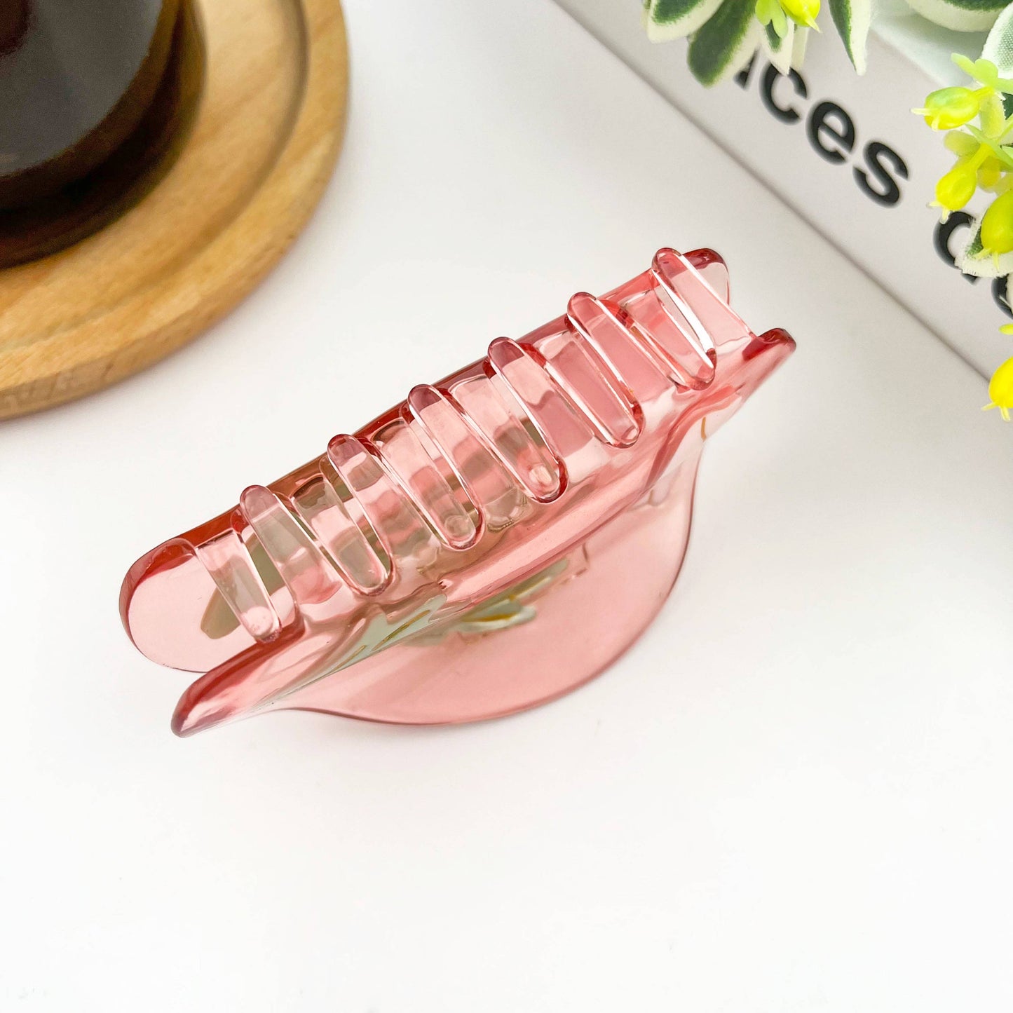 Semi-Circular Floral Hair Clip, Springtime Acetate Claw Clip