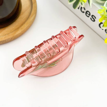 Semi-Circular Floral Hair Clip, Springtime Acetate Claw Clip
