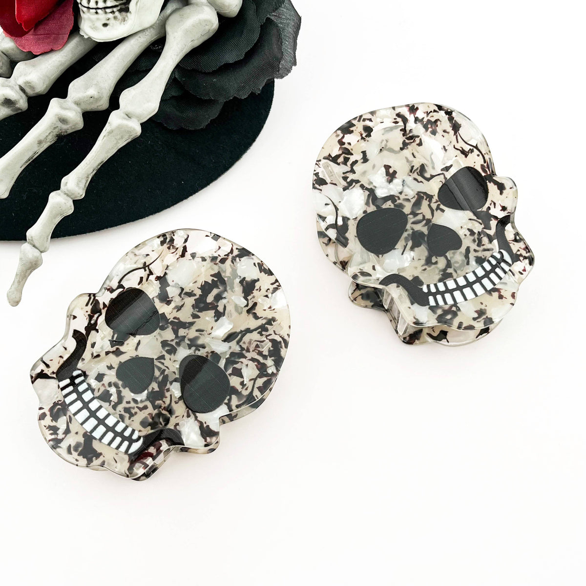 Black Skull Hair Claw Clip, Halloween Hair Clip