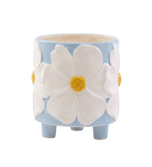 Blue Footed White Flower Planter - Mother's Day #34083