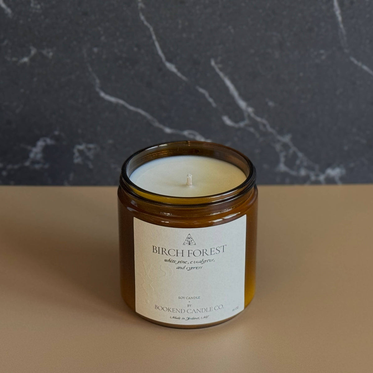 Birch Forest - White Pine & Eucalyptus Candle - Amber Glass