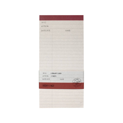 Lined Memo Pad Library Card Literary