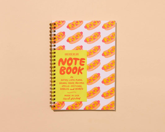 Modern Summer Letterpress Spiral Notebook — Hot Dog Pattern