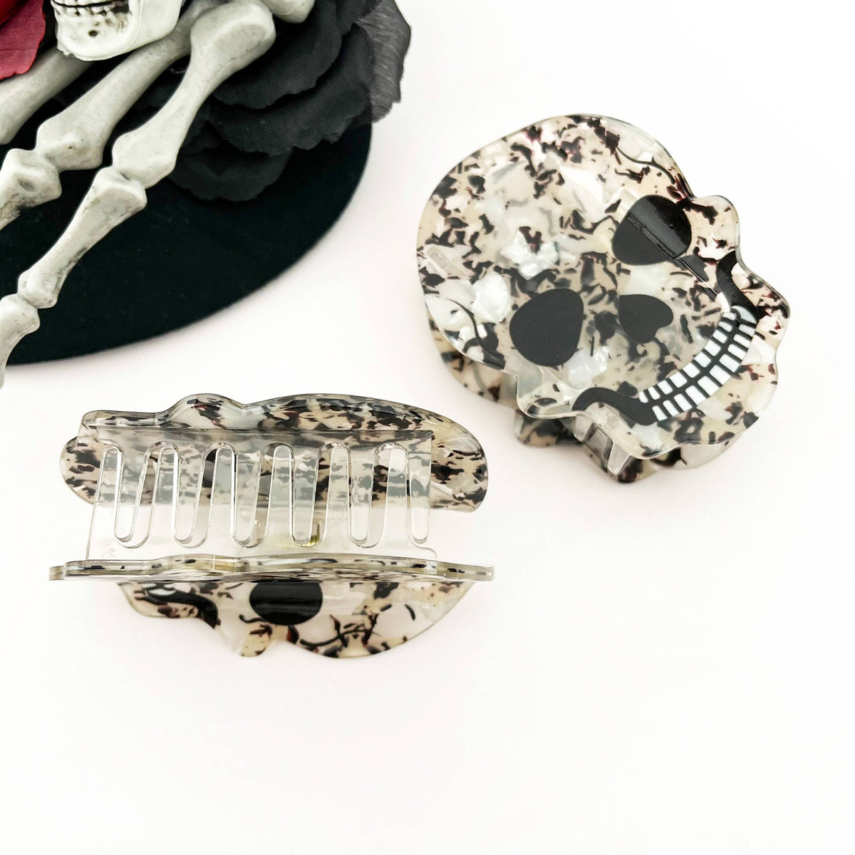 Black Skull Hair Claw Clip, Halloween Hair Clip
