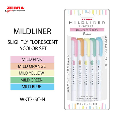 【JAPANESE STATIONERY】ZEBRA MILD LINER HIGHLIGHTER 5COLOR SET