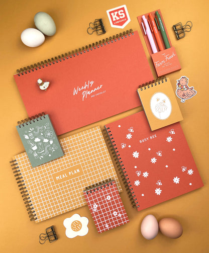 Hand-Drawn Grid Flower Mini Jotter Notebook
