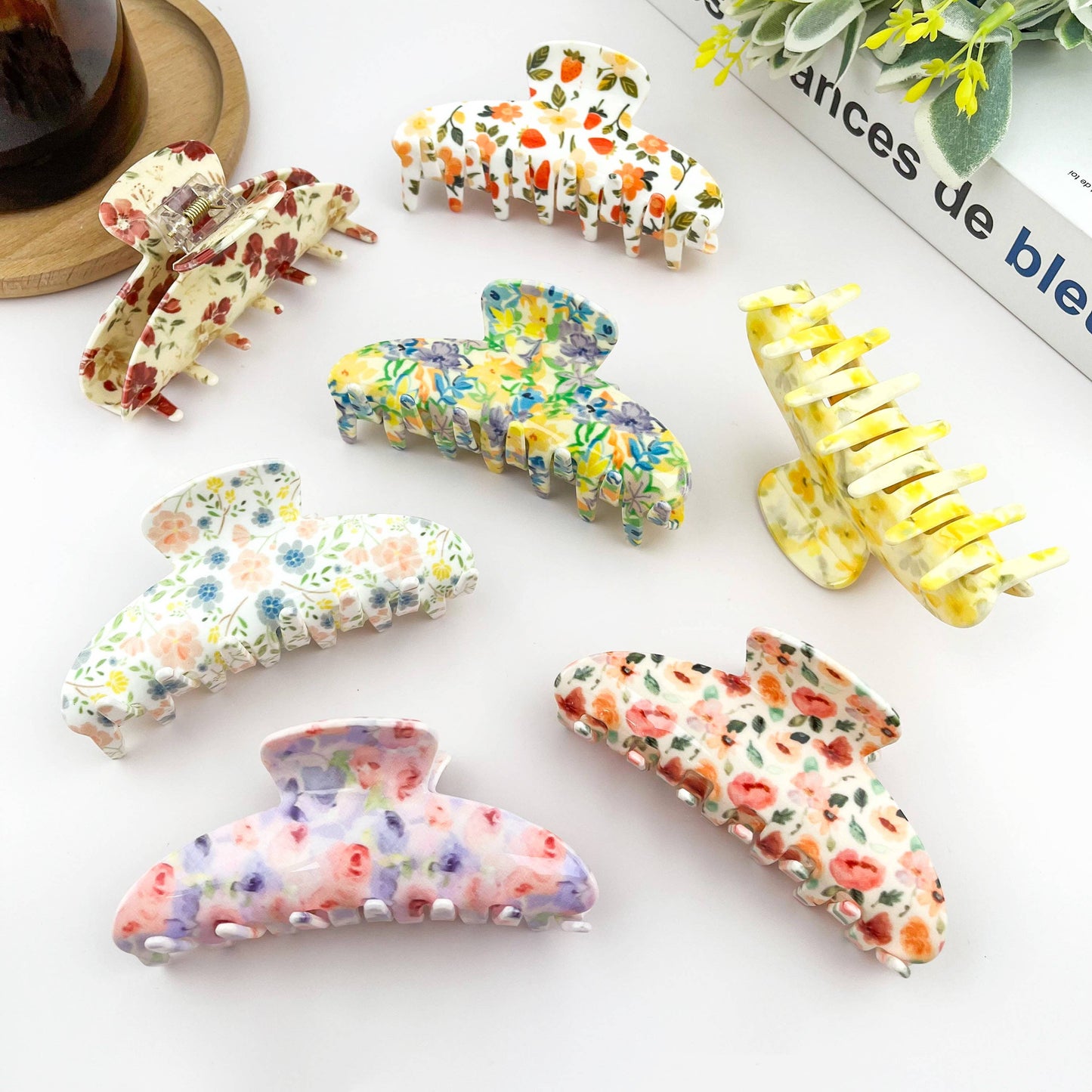 Floral Hair Claw Clip, Oil Painting Hair Clip