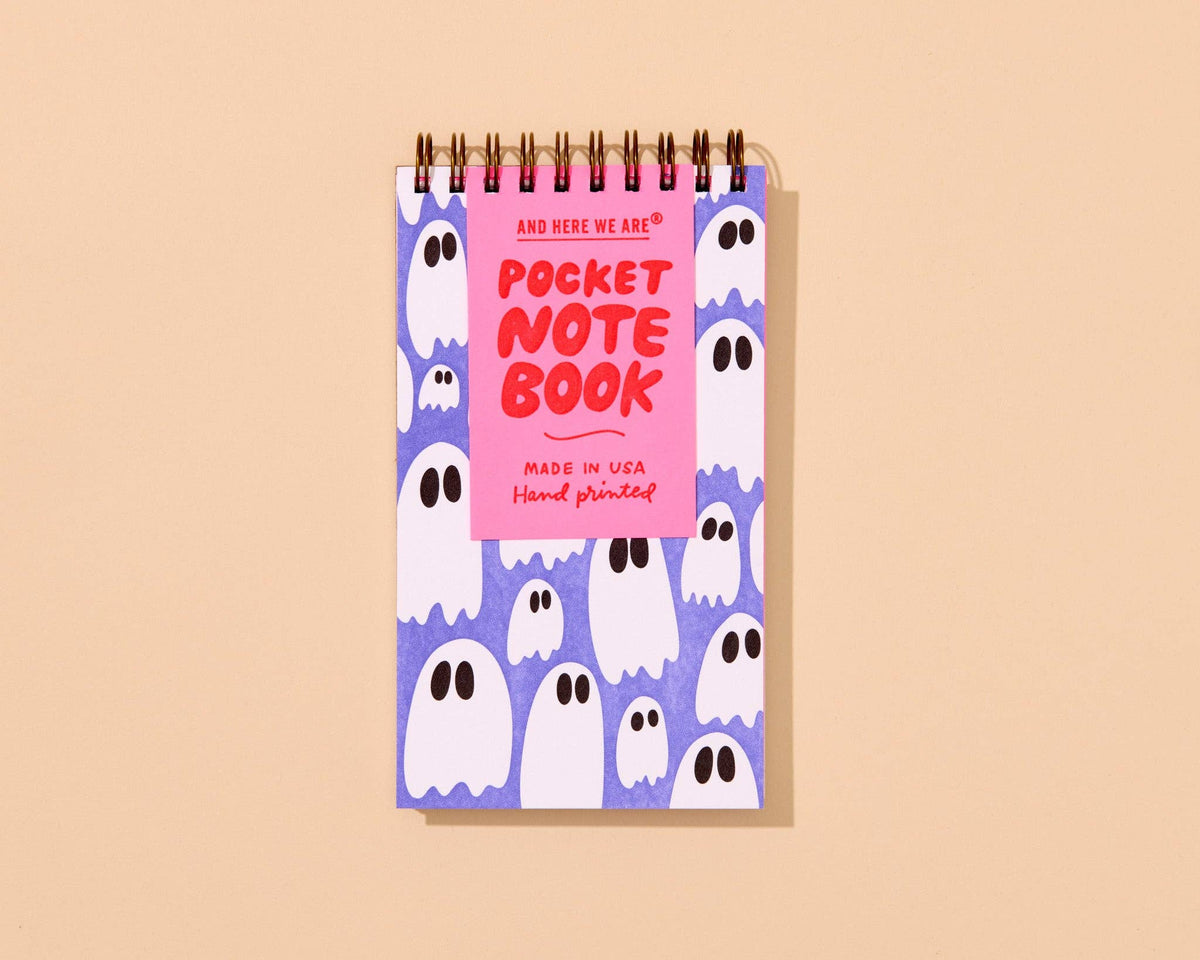 Letterpress Small Spiral Notebook (Lined)—Ghosts and Ghouls