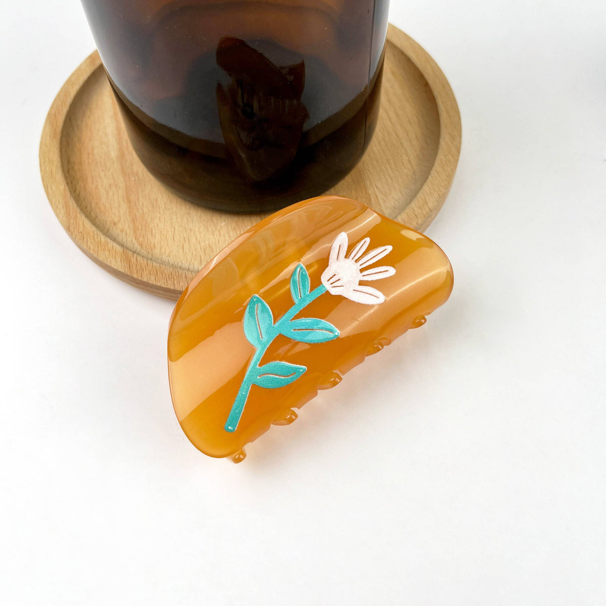 Brown Flower Claw Clip