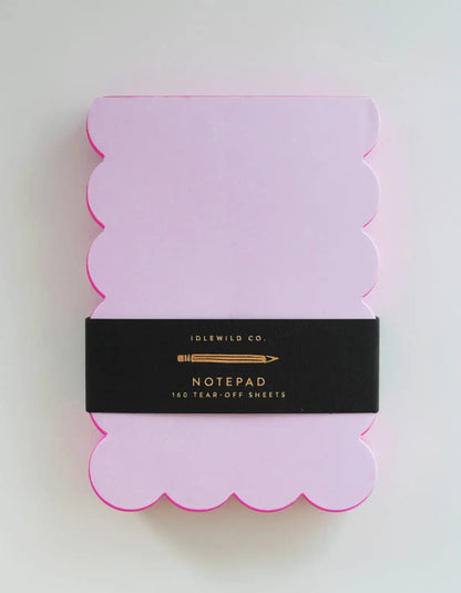 Scalloped Shaped Notepad | Lilac + Hot Pink Edge