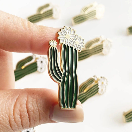 Olivia Blooming Cactus Enamel Lapel Pin | Christmas Gift